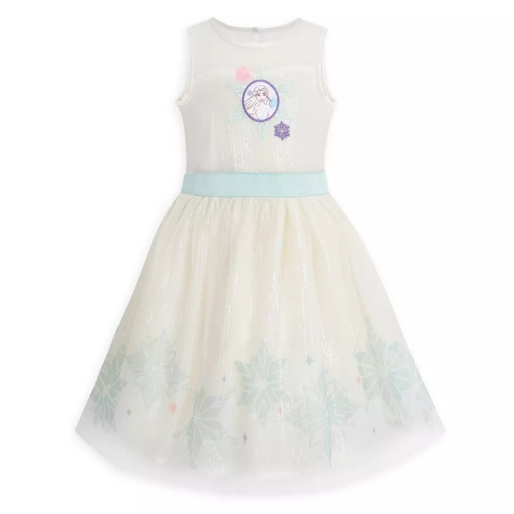 White Sleeveless Dress with Elsa Design